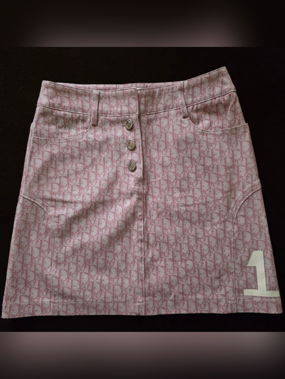 Vintage Y2K Cd Inspo Pink Logo Jacquard Mini Skirt with Embroidered Detail